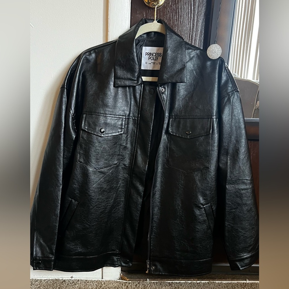 Princess Polly Black Faux Leather Jacket